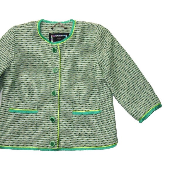 NWT J.Crew Cropped Lady Jacket in Seaweed Tweed Neon Piping 12 - Picture 4 of 7